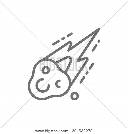Vector Meteorite, Meteor Rain Fall Line Icon.