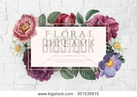Floral dreams on a white brick wall illustration