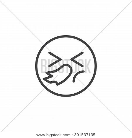Sneezing Face Emoji Line Icon. Linear Style Sign For Mobile Concept And Web Design. Illness Emoticon