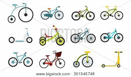 Bike Icon Set. Flat Set Of Bike Icons For Web Design Isolated On White Background