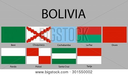 All Flags Of Departments Of Bolivia. Vector Illustraion