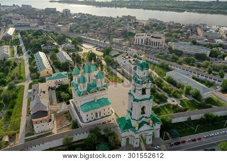 Aerial View Of The Astrakhan Kremlin, Historical And Architectural Complex. Russia, Astrakhan