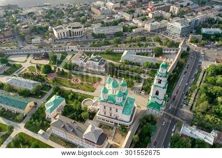 Aerial View Of The Astrakhan Kremlin, Historical And Architectural Complex. Russia, Astrakhan