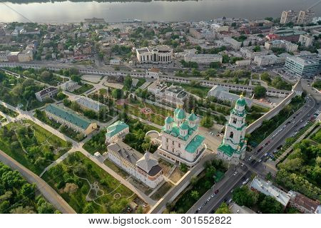 Aerial View Of The Astrakhan Kremlin, Historical And Architectural Complex. Russia, Astrakhan