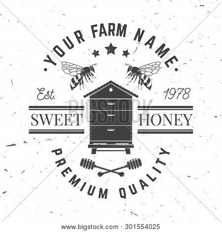Honey Farm Badge. Vector Illustration. Concept For Shirt, Print, Stamp Or Tee. Vintage Typography De