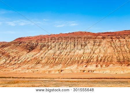 Flaming Mountains, Turpan, Xinjiang, China: These Intense Red Arid Mountains Similar To Scorching Fl