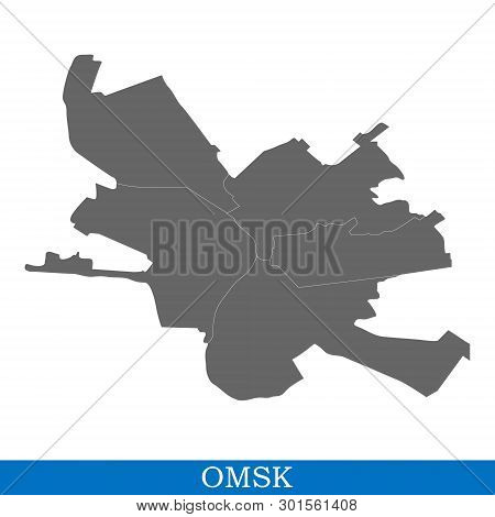 High Quality Map Of Omsk Is A City Of Russia, With Borders Of Districts
