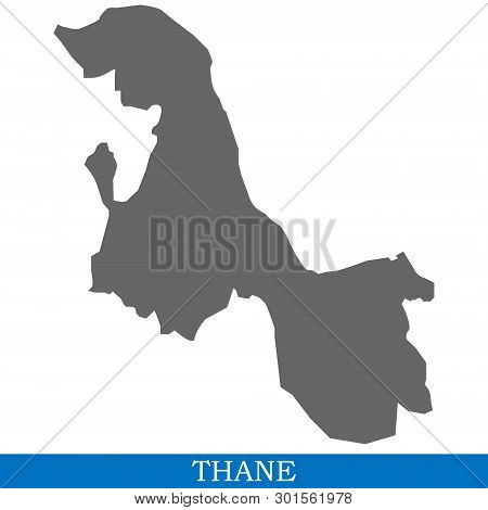 High Quality Map Of Thane Is A City Of India, With Borders Of Districts