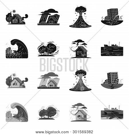Vector Illustration Of Natural And Disaster Icon. Set Of Natural And Risk Vector Icon For Stock.
