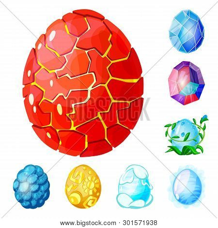 Isolated Object Of Dinosaur  And Magic  Logo. Set Of Dinosaur  And Fantasy Stock Vector Illustration
