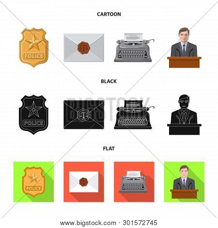 Isolated Object Of Law And Lawyer Sign. Set Of Law And Justice Vector Icon For Stock.