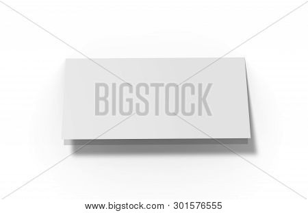 Bi Fold Or Vertical Half Fold Brochure Mock Up Isolated On Soft Gray Background. 3d Render Illustrat