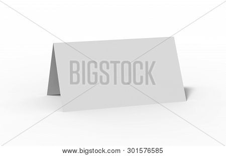 Bi Fold Or Vertical Half Fold Brochure Mock Up Isolated On Soft Gray Background. 3d Render Illustrat