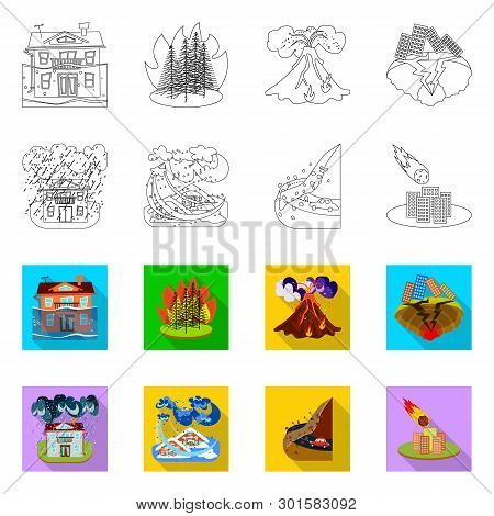 Vector Design Of Weather And Distress Logo. Set Of Weather And Crash Vector Icon For Stock.