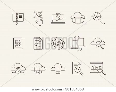 Database Line Icon Set. Software, Upload, Connection. Network Concept. Can Be Used For Topics Like T