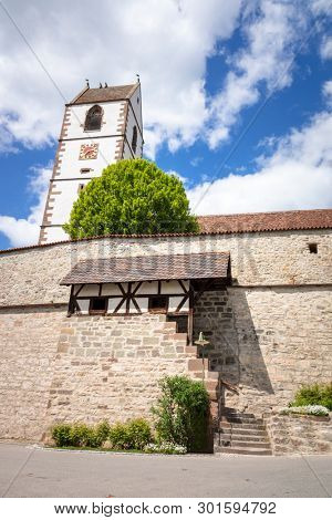 An image of the fortified church at Bergfelden south Germany