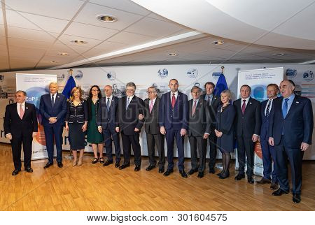 Brussels, Belgium - May 14, 2019: Eap Eastern Partnership. Meeting Of Eu Leaders At The Eu Headquart