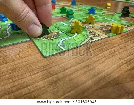 Strategy Board Game, Set Inspired By The Medieval Town Of Carcassonne