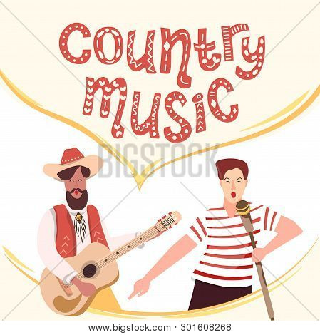 A Man Sings Songs And Ballads Into The Microphone And Plays The Guitar. Artists Perform On The Stage