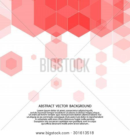 Red Abstract Hexagons. Vector Background. Polygonal Style. Presentation Template. Eps 10