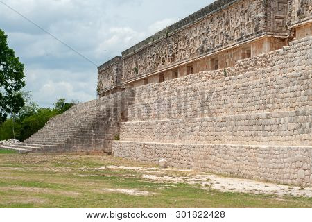 Entrance Stairs Of A Mayan Temple, In The Archaeological Area Of Ek Balam, On The Yucatan Peninsula