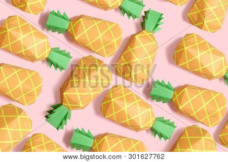 Summer Paper Fruit, Penapple With Pattern Background
