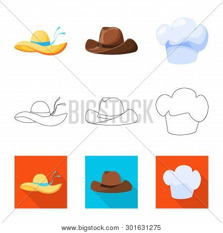 Vector Design Of Clothing And Cap Icon. Set Of Clothing And Beret Vector Icon For Stock.