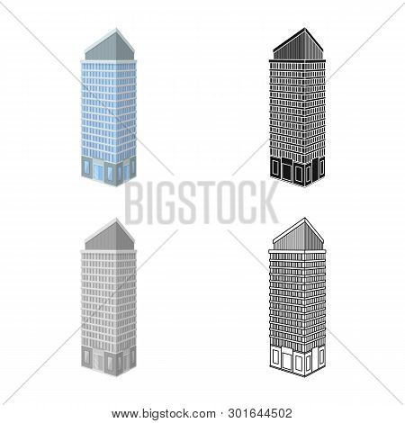 Vector Illustration Of Skyscraper And Office Symbol. Set Of Skyscraper And Department Stock Symbol F
