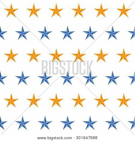 Abstract Yellow And Blue Dichromatic Star Patern Background. Tileable Seamless Design. Pastel Colore