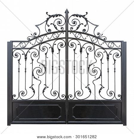 Old Gates  With Decor.  Isolated Over White Background.