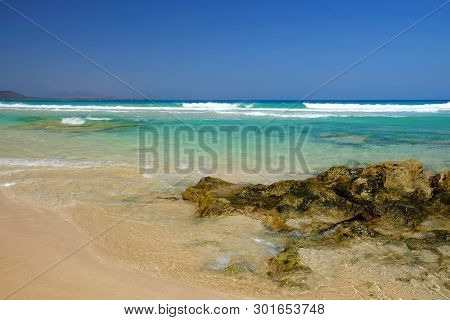 Beach Corralejo On The Canary Island Fuerteventura, Spain.