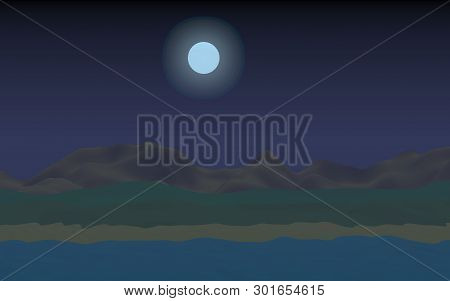 Starry Moonless Sky. Ocean Shore Line With Waves On A Beach. Island Beach Paradise With Waves. Vacat