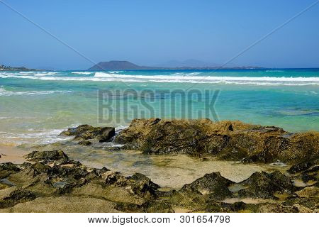 Beach Corralejo On The Canary Island Fuerteventura, Spain.