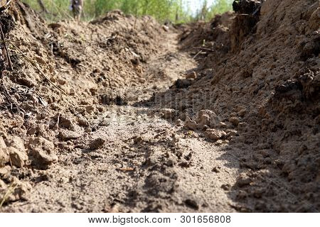 A Ditch In The Ground Shot On A Fine Spring Day