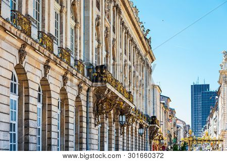 NANCY, FRANCE - June 23, 2018: Antique building view in Old Town Nancy, France