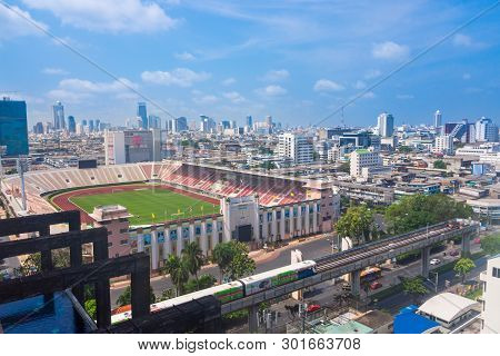 Bangkok, Thailand, March 2013 Bangkok National Stadium, Aerial View