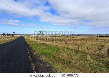 Panoramic View Of A Rural Road In Country New England Region, Near Armidale, New South Wales, Austra