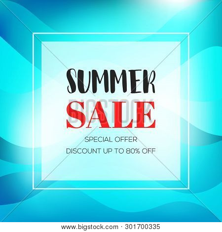 Summer Sale Banner With Wave Background, Vector Illustration