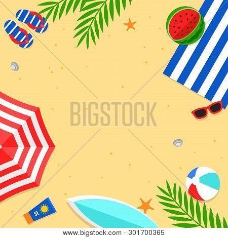 Summer Sale, Summer Beach Background Vector Illustration