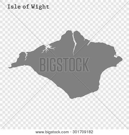 High Quality Map Of Isle Of Whight Is A County Of England, With Borders Of The Districts