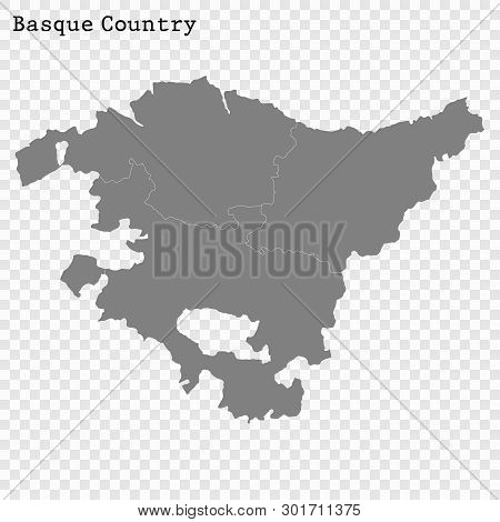 High Quality Map Of Basque Country Is A State Of Spain, With Borders Of The Districts