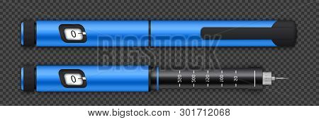 Creative Vector Illustration Of Insuline Pens Equipment And Glucose Level Blood Test For Diabetics O