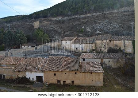 December 27, 2013. Picturesque Houses Surrounding The Precious Bullring In Rubielos De Mora, Teruel,