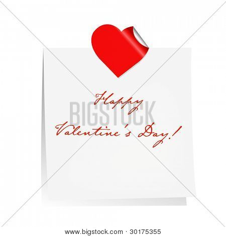 Happy Valentinsdag Tom notepapir, isoleret på hvid baggrund