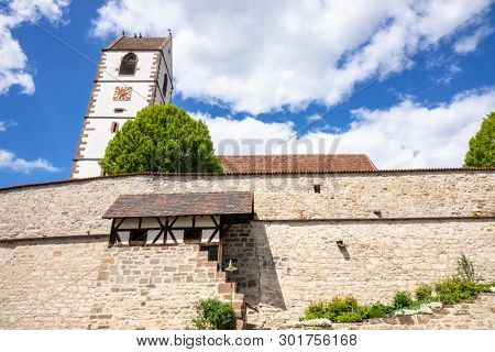 An image of the fortified church at Bergfelden south Germany
