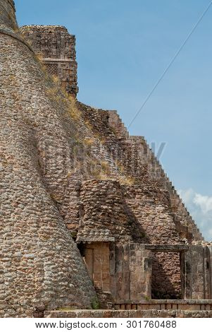Details Of The Mayan Pyramid, Of The Archaeological Area Of Ek Balam, In The Yucatan Peninsula