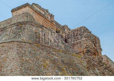 Sculptures Of The Mayan Pyramid, Of The Archaeological Area Of Ek Balam, In The Yucatan Peninsula