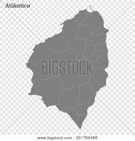 High Quality Map Of Atlantico Is A State Of Colombia, With Borders Of The Districts