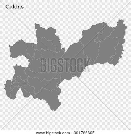 High Quality Map Of Caldas Is A State Of Colombia, With Borders Of The Districts