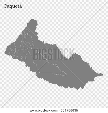 High Quality Map Of Caqueta Is A State Of Colombia, With Borders Of The Districts